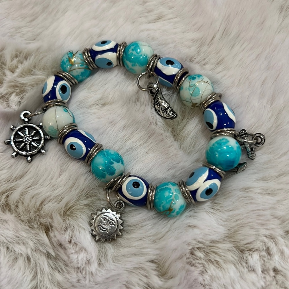 Evil Eye Pendant Bracelet - Blue Eye Beads Bracelets Jewelry Women